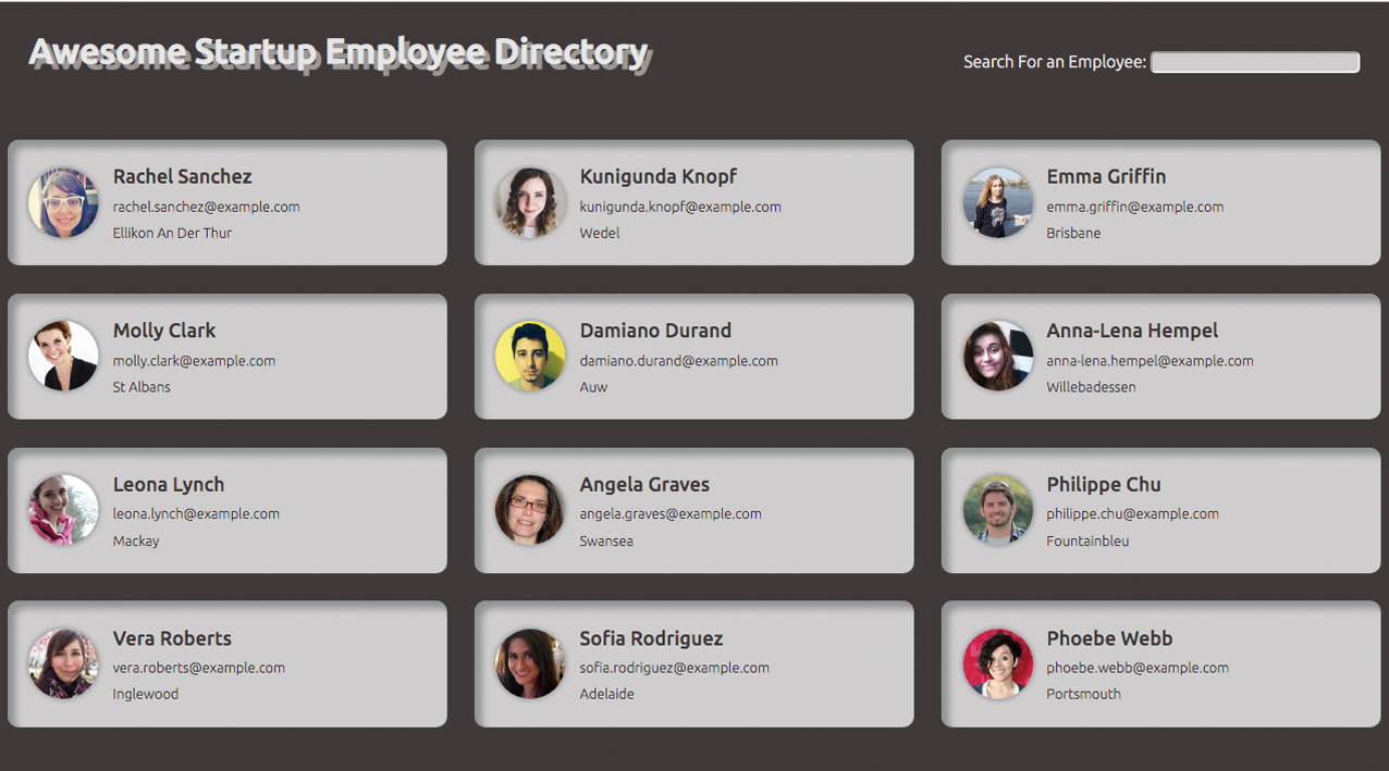 Screenshot of Employee Directory Project